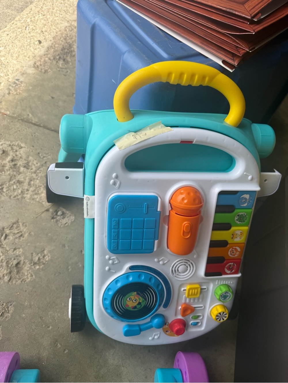 Interactive Kids Learning Walker with Yellow Handle and Teal Body
